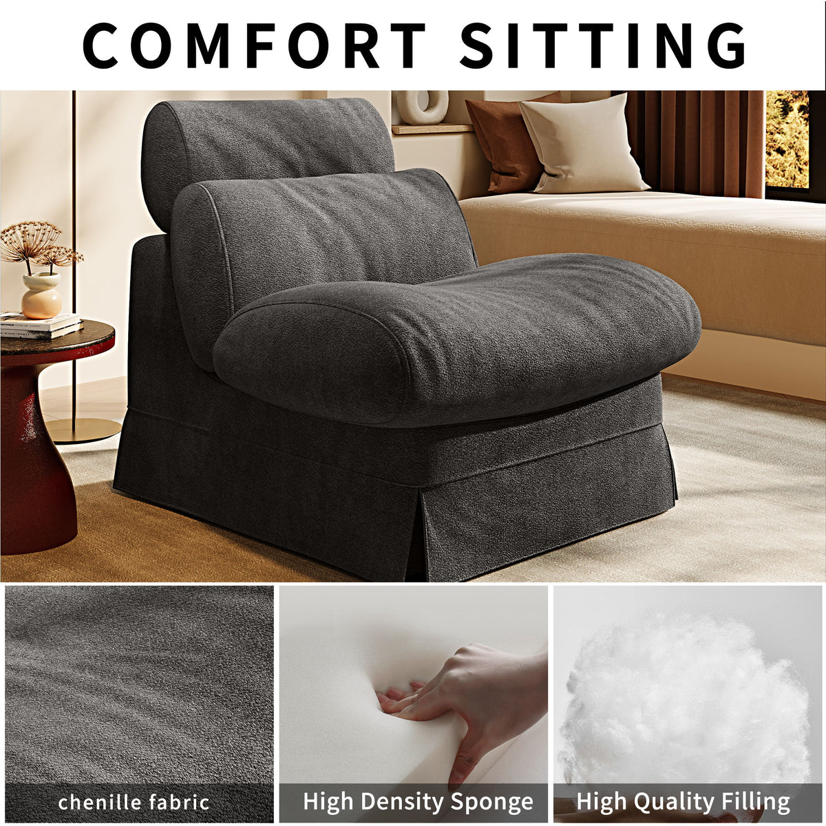 Accent Chair, Soft Medium Firm Upholstery For Living Room