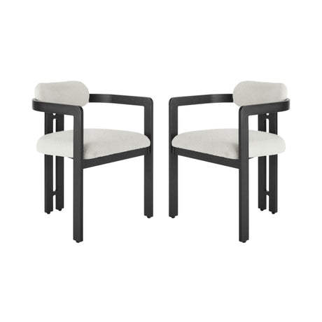 Jazmin - Outdoor Dining Chair With Boucle Cushion And Powder Coated Aluminum Frame (Set of 2) - Cream / Black
