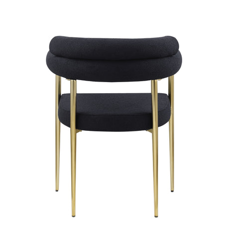 Dining Chairs (Set of 2), Mid-Century Modern Dining Chairs, Kitchen Dining Room Chairs, Round Boucle Backrest Sherpa Dining Chair With Brushed Bronze Metal Legs - Chair Sets - Alpine Outlets