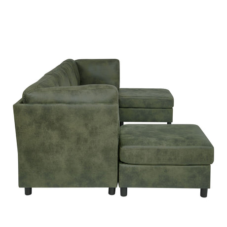 Modular Sectional Sofa With Custom Configuration And Removable Cushions - Olive