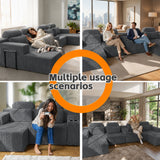 U-Shaped Sectional Sofa With Chaise Lounge And Cup Holders