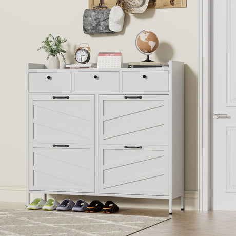Shoe Cabinet With Flip Drawers