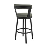 Bryant - 30" Bar Height Swivel Bar Stool - Black Finish And Gray Faux Leather