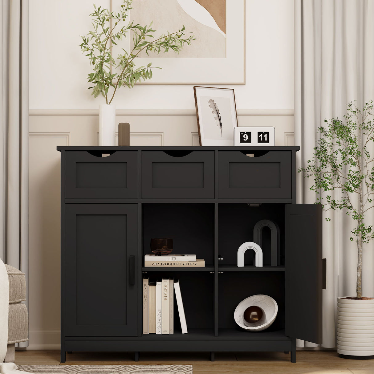 Storage Cabinets, Wooden Floor Cabinet, With Drawers And Shelves Storage Cabinets, Accent Cabinet For Living Room, Bedroom, Bathroom Furniture Home Decor - Sideboards - Alpine Outlets