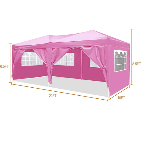 10'X20' Folding Canopy With 6 Removable Sidewalls Outdoor Event Shelter UPF 50+ Gazebo Portable Tents For Parties Beach Camping Wedding Ez Pop Up Canopy - Umbrellas & Canopies - Alpine Outlets