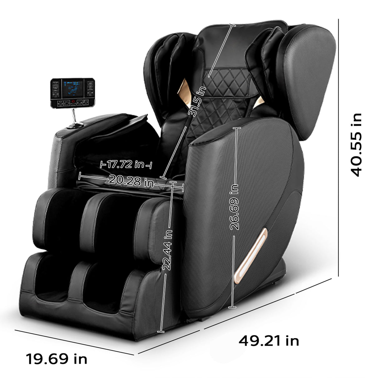 Massage Chair Recliner With Zero Gravity With Full Body Air Pressure - Black