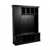 Hall Tree With Shoe Storage Bench, Entryway Coat Rack With 5 Hooks