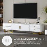 TV Media Console Table, TV Stand With Storage For Living Room - White