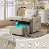 Multifunctional Chenille Recliner Sofa With Storage And Phone Bracket