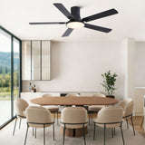 Flush Mount Ceiling Fans With LED Light And Remote Control, 5 Blades