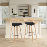 Sonia - Modern Swivel Bar Height Stool - Patterned Oak Wood Finish
