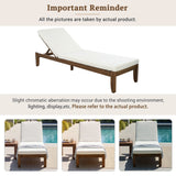 Adjustable Outdoor Patio Lounge Chair Chaise Lounge - Beige / Walnut