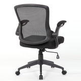 Office Chair With Mid Back Design, Adjustable Height And Foldable Armrests - Black