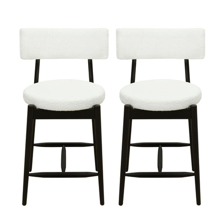 Mid Century Modern Counter Stools, Fabric Upholstered Chairs