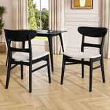 Dining Chairs With Upholstered Seat (Set of 2) - Black / Light Beige