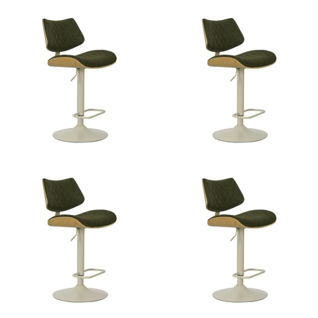 Leland - Adjustable Swivel Curved Back Wood Bar Stool With Faux Leather Seat