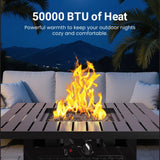Outdoor 2 In 1 Propane Fire Pit Table With Dual Burners, Lava Rocks And Waterproof Cover - Black
