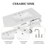 Modern Bathroom Vanity With Sink Top, Flip Drawer Design