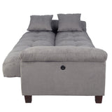 Adjustable Sofa With Hidden Storage And USB Port, Plush Cube Pattern Couch With Pillows - Gray