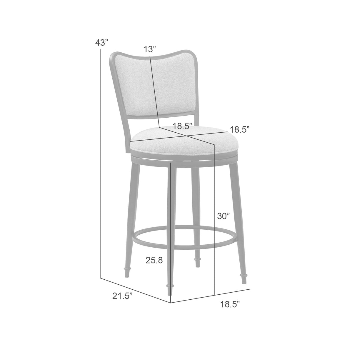 Baxter - Steel Frame Fabric Upholstered Swivel Bar Height Barstool
