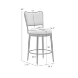 Baxter - Steel Frame Fabric Upholstered Swivel Bar Height Barstool