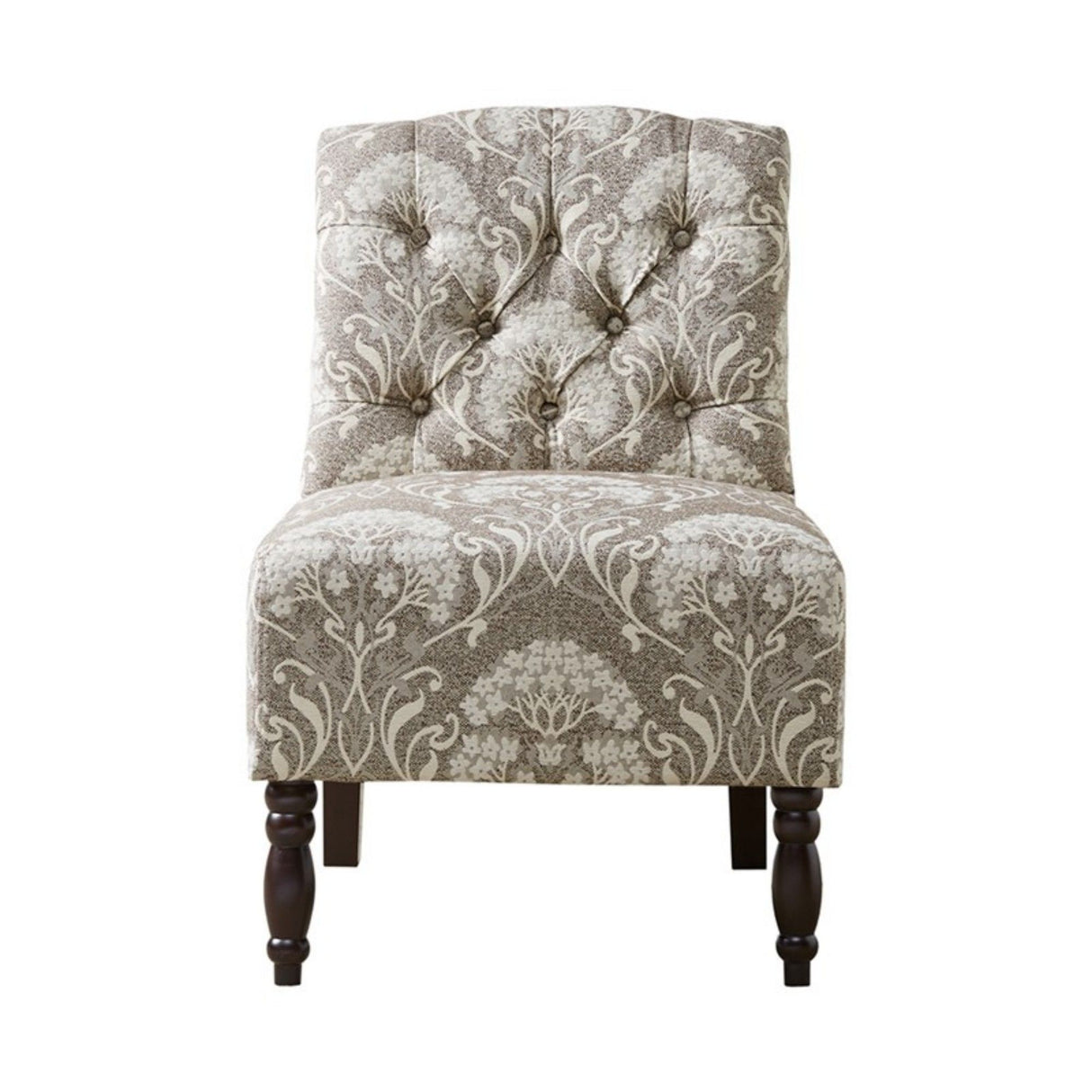 Vintage Tufted Armless Chair With Button Tufting - Taupe
