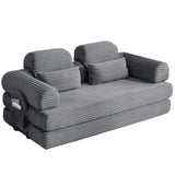 Convertible Sleeper Sofa With & Side Storage Pocket, Foldable Upholstered Couch For Living Room