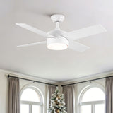 Ceiling Fan With Remote Control, Reversible DC Motor, 6 Speeds, 3 Dimmable LED, Quiet Timer For Indoor - White