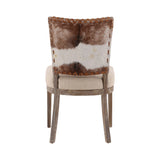 Lina - Leather and Linen Chair - Light Brown / Beige
