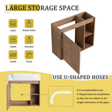 24" Wall Mounted Bathroom Vanity & Sink & Soft Close Door - Imitative Oak / White