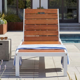 Outdoor Chaise Pool Lounge Chairs With Adjustable Backrest - Brown / White