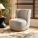 Curved Back Swivel Lounge Chair With Rotating Base For Home - Gray