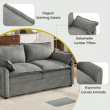 Modern Loveseat Sofa, Upholstered Couch With Side Storage Pockets