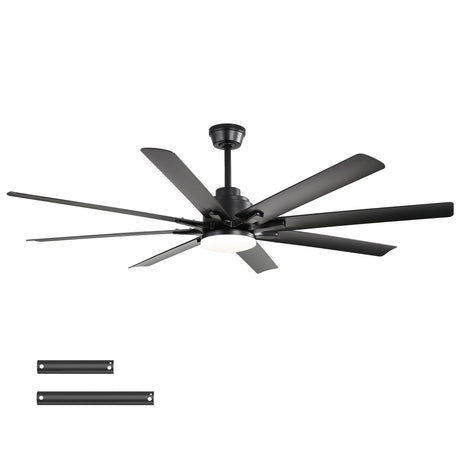 52" Smart Ceiling Fan With 8 Blades, Voice Remote Control, 6 Wind Speeds, LED Light - Black