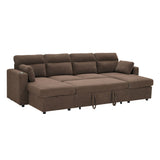 Convertible Sectional Sofa With Storage Chaise, Cup Holders And Pull Out Sleeper