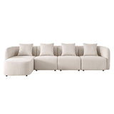 L-Shaped Modular Sectional Sofa With Ottoman, Living Room Furniture Set - Beige