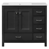 Bathroom Vanity With Sink Combo, 2 Soft Close Doors And 5 Drawers