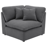 6 Piece Upholstered Modular Sectional Sofa With Reversible Cushions And Ottoman - Charcoal