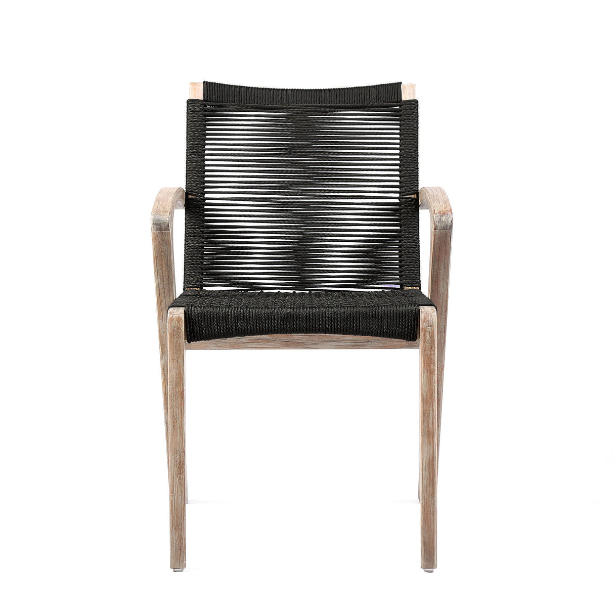 Brielle - Outdoor Light Eucalyptus Wood And Charcoal Rope Dining Chairs - (Set Of 2)