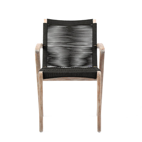 Brielle - Outdoor Light Eucalyptus Wood And Charcoal Rope Dining Chairs - (Set Of 2)