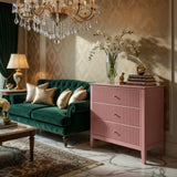 Fluted 3 Drawer Nightstand With Soft Close Slides