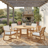 5 Piece Outdoor Dining Set, Patio Table And Chairs With Umbrella Hole