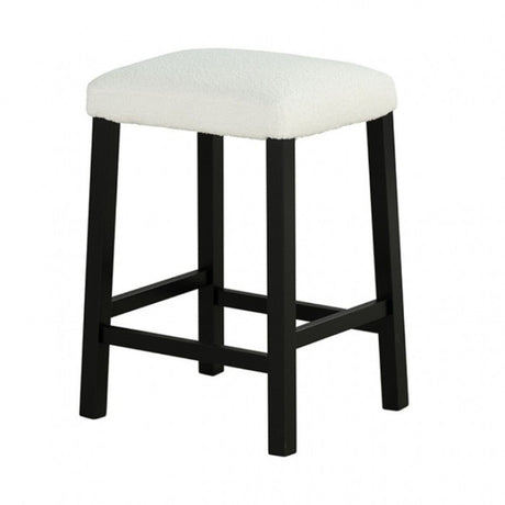 Dining Table Set With Storage Shelves, 3 Piece With 2 Stools - Black / Ivory / White