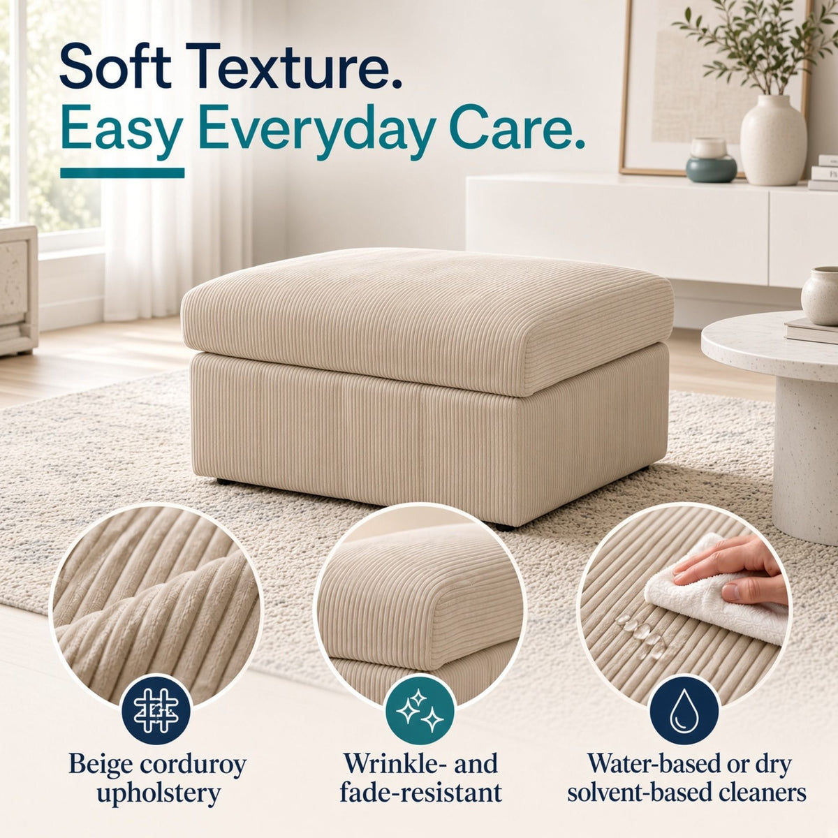 Oversized Ottoman Footrest, Living Room Accent