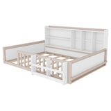 Platform Bed Frame With Guardrail, Storage Shelves & Bookshelf