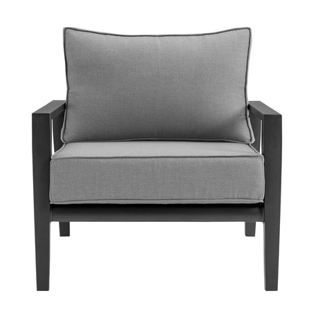 Cayman - 4 Piece Black Aluminum Outdoor Seating Set With Dark Gray Cushions