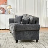 Modern 3 And 2 Seater Sofa With Rolled Arms, Tufted Upholstered Couch