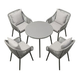 5 Piece Twisted Rattan Patio Dining Set With Table