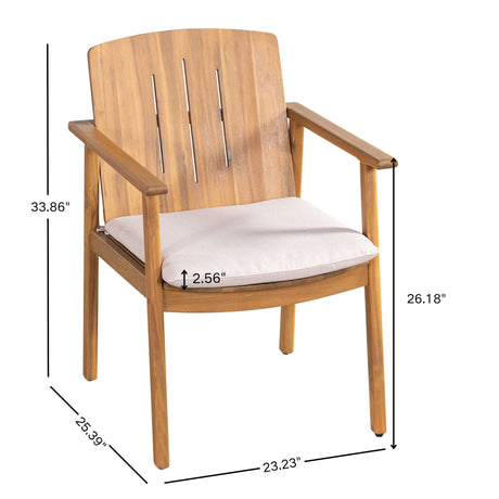 Outdoor Dining Chairs (Set of 2) - Beige / Teak