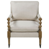 Accent Chair With Turned Legs - Beige
